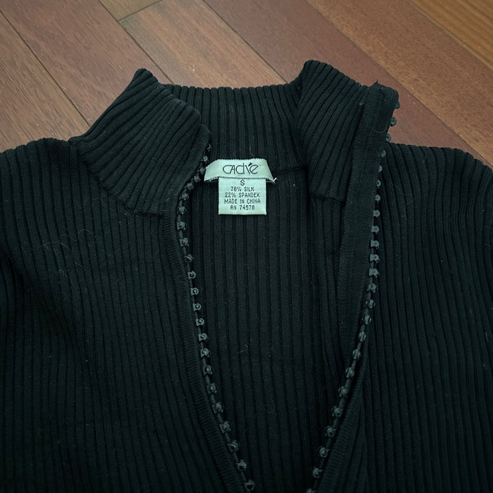 Cache Black Ribbed Sweater - Picture 2 of 3